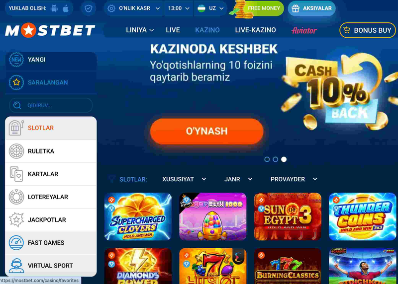 Mostbet saytidagi slotlar